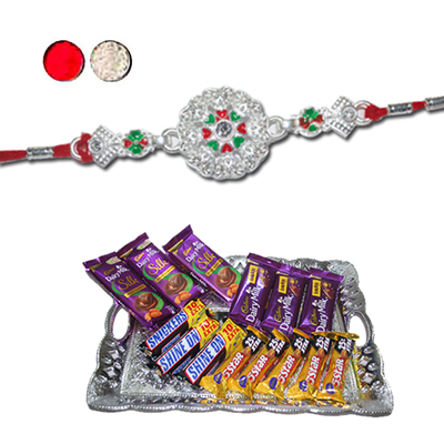 "Rakhi - SIL-6030 A (Single Rakhi), Choco Thali - code RC10 - Click here to View more details about this Product